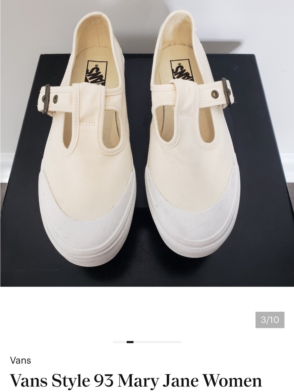 Vans Mary Jane Canvas T‑Strap Shoes in Cream and White